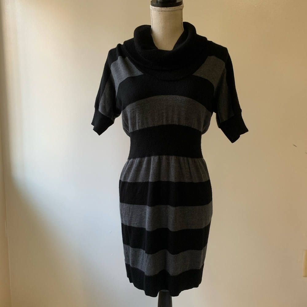 Anne Taylor LOFT Black and Gray Sweater Dress